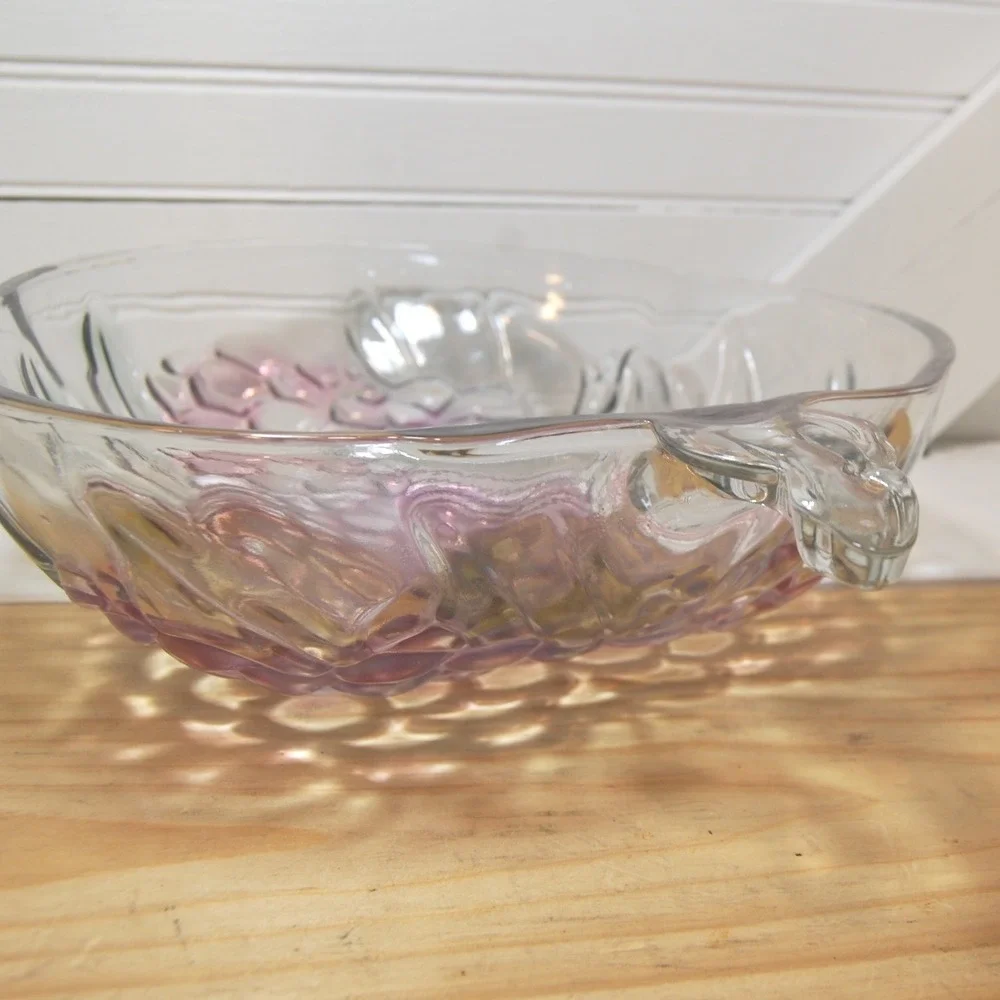 Vintage Indiana Glass bowl Grape cluster design‎ & colors Fruit salad candy dish